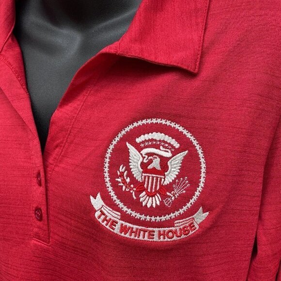 VTG 80s The White House Embroidered Red Popover Two Button Up Top Women’s M - Picture 4 of 9